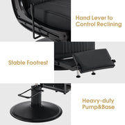 BarberPub Reclining Barber Chair, Hydraulic Styling Salon Chair for Hair Stylist 8334