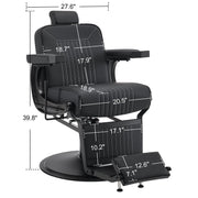 BarberPub Reclining Barber Chair, Hydraulic Styling Salon Chair for Hair Stylist 8334