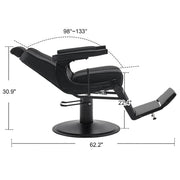 BarberPub Reclining Barber Chair, Hydraulic Styling Salon Chair for Hair Stylist 8334