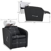 BarberPub Backwash Shampoo Station Chair, Salon Ceramic Hair Wash Bowl 9370