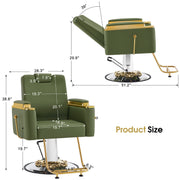 BarberPub Barber Chair with Headrest, Reclining Salon Chair for Hair Stylist 8623