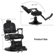 BarberPub All Purpose Barber Chair With Headrest, Reclining Swivel Salon Chair 9453
