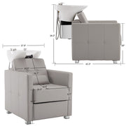 BarberPub Salon Chair 9468 & Backwash Shampoo Chair 9309 Set – Brown Hydraulic Barber Styling Chair with Ceramic Hair Wash Bowl