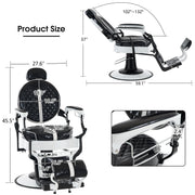 BarberPub Vintage Barber Chair, Hydraulic Reclining Salon Beauty Equipment 8739