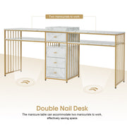 BarberPub Double Acetone Resistant Manicure Table Beauty Storage Nail Desk 2456