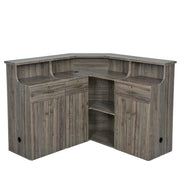 Valencia LED Reception Desk Rustic Teak DIR