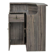 Valencia LED Reception Desk Rustic Teak DIR