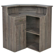 Valencia LED Reception Desk Rustic Teak DIR