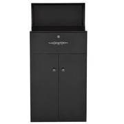 Valencia LED Reception Desk - Side Storage Black DIR