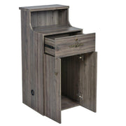Valencia LED Reception Desk - Side Storage Rustic Teak DIR