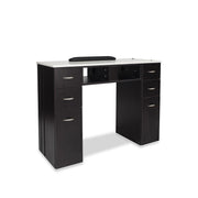 WHITE GRANITE TOP MANICURE TABLE Dark Brown J&A USA