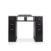 WHITE GRANITE TOP MANICURE TABLE Dark Brown J&A USA