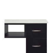 WHITE GRANITE TOP MANICURE TABLE Dark Brown J&A USA