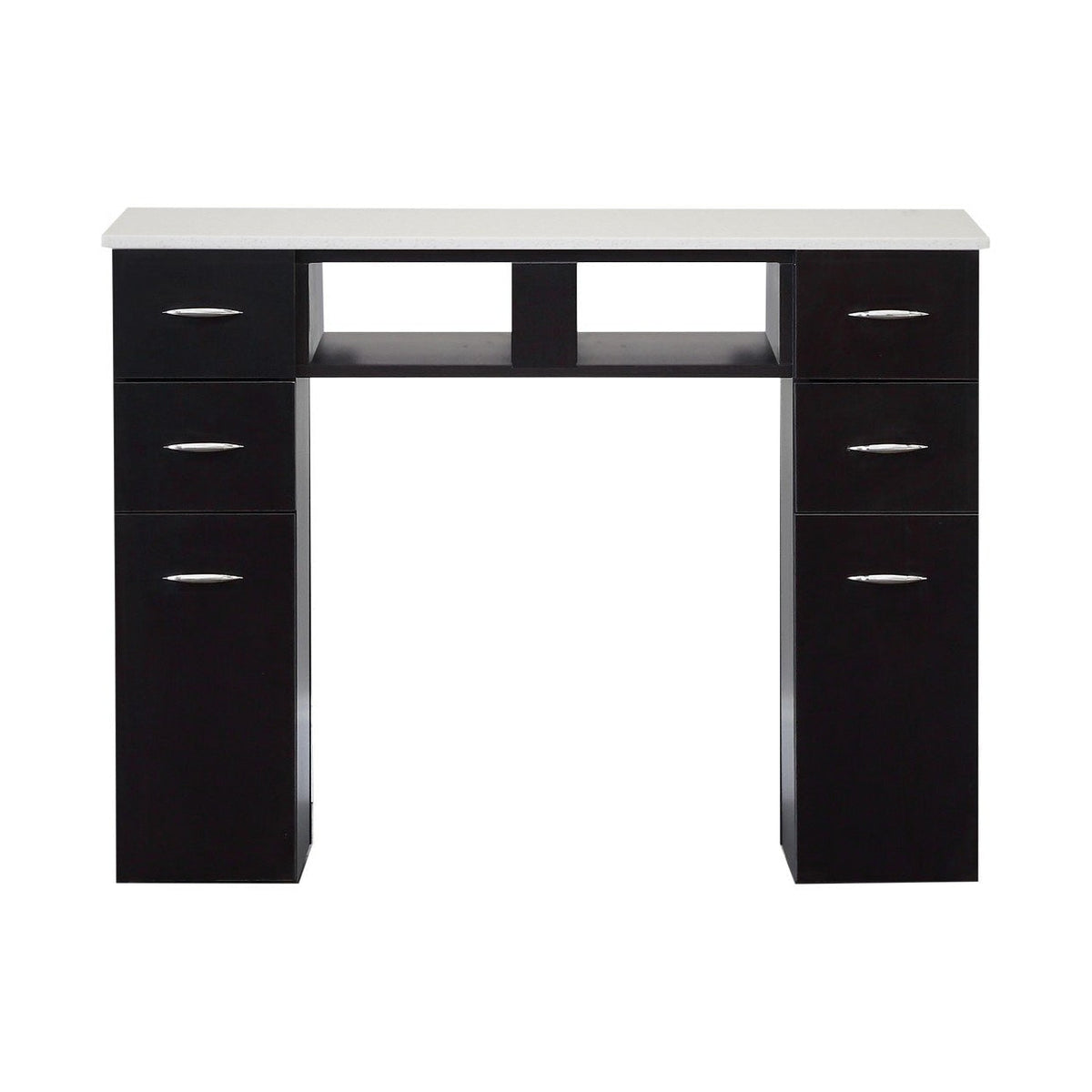 WHITE GRANITE TOP MANICURE TABLE Dark Brown J&A USA